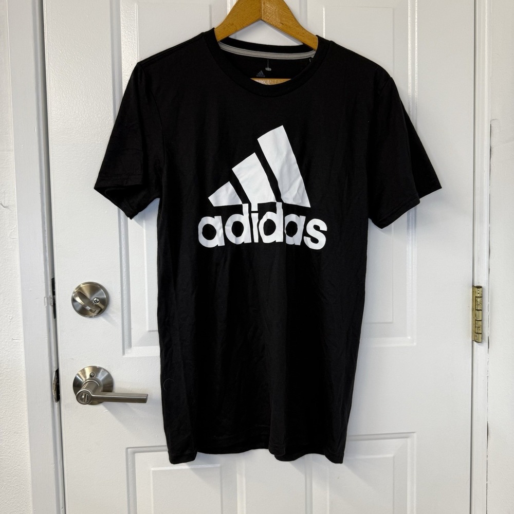 Adidas Climalite Men's Short Sleeve Performance‎ Shirt - Black/White Logo Size S
